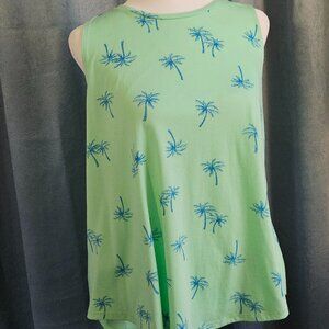 St. John's Bay Green and Blue Tropical Tank Top - Size Large - EUC